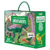 Sassi Travel, Learn and Explore - Puzzle and Book Set - Dinosaurs, 205 pcs