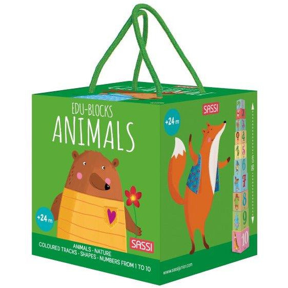 Sassi Edu Animals Stacking Blocks & Book Set, 10 pcs
