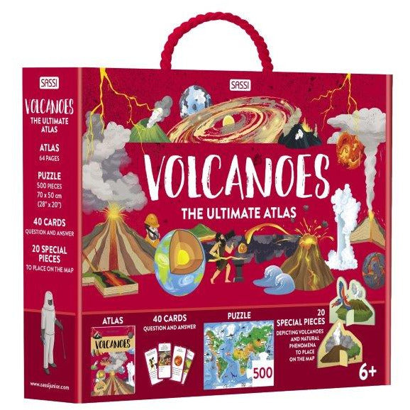 Sassi The Ultimate Atlas and Puzzle Set - Volcanoes, 500 pcs