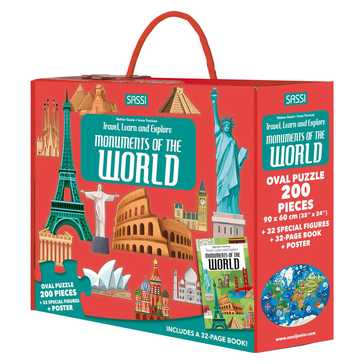 Sassi Travel, Learn and Explore - Book and 3D Puzzle Set - Monuments, 200 pcs