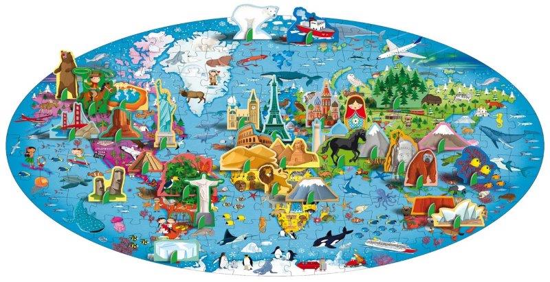 Sassi Travel, Learn and Explore - Puzzle and Book Set - The Earth, 200 pcs