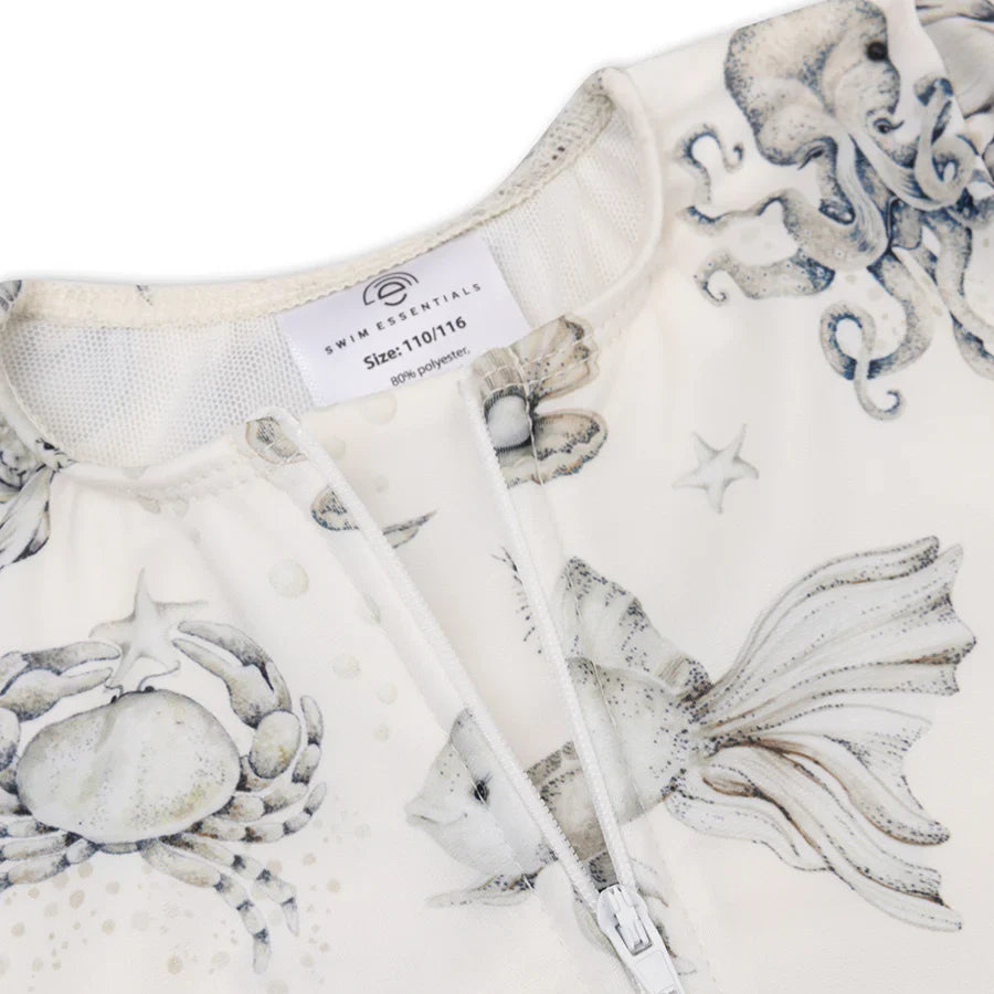 Swim Essentials UV Girls Long Sleeved Swimsuit Rashguard, Sea Life