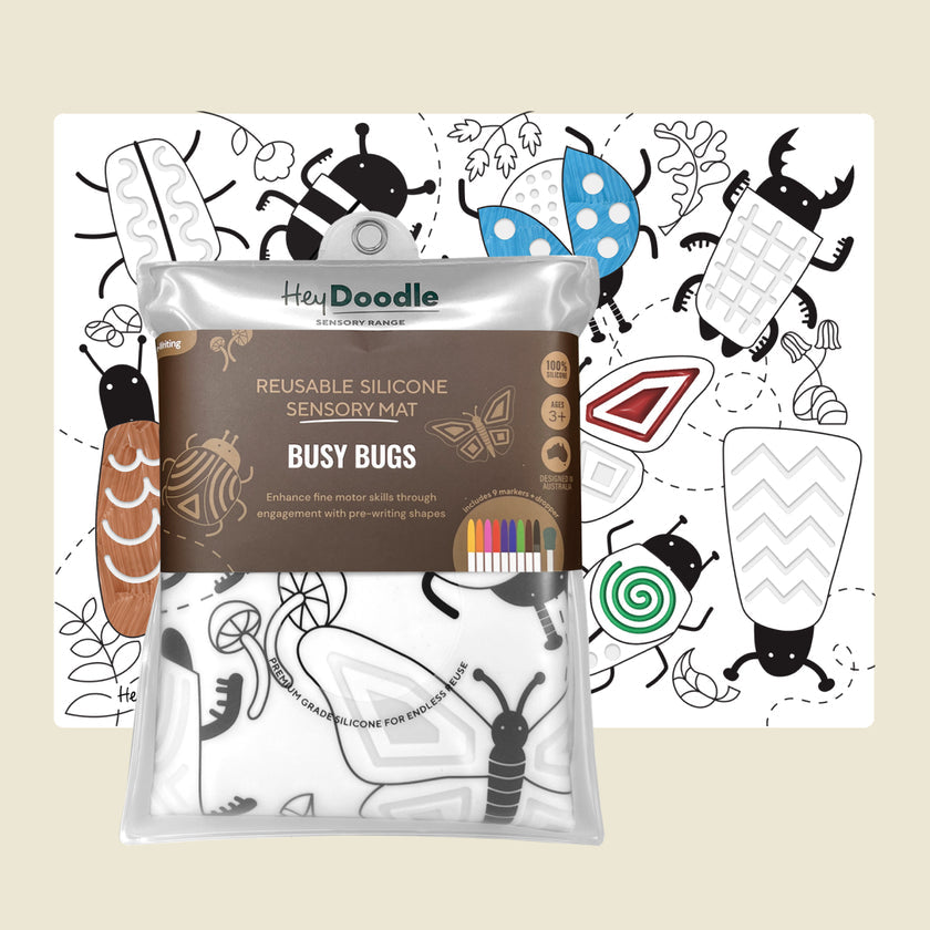 HeyDoodle - Sensory Colouring &amp; Doodle Mat - Busy Bugs