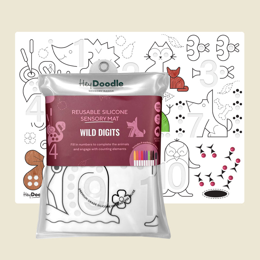 HeyDoodle - Sensory Colouring &amp; Doodle Mat -  Wild Digits