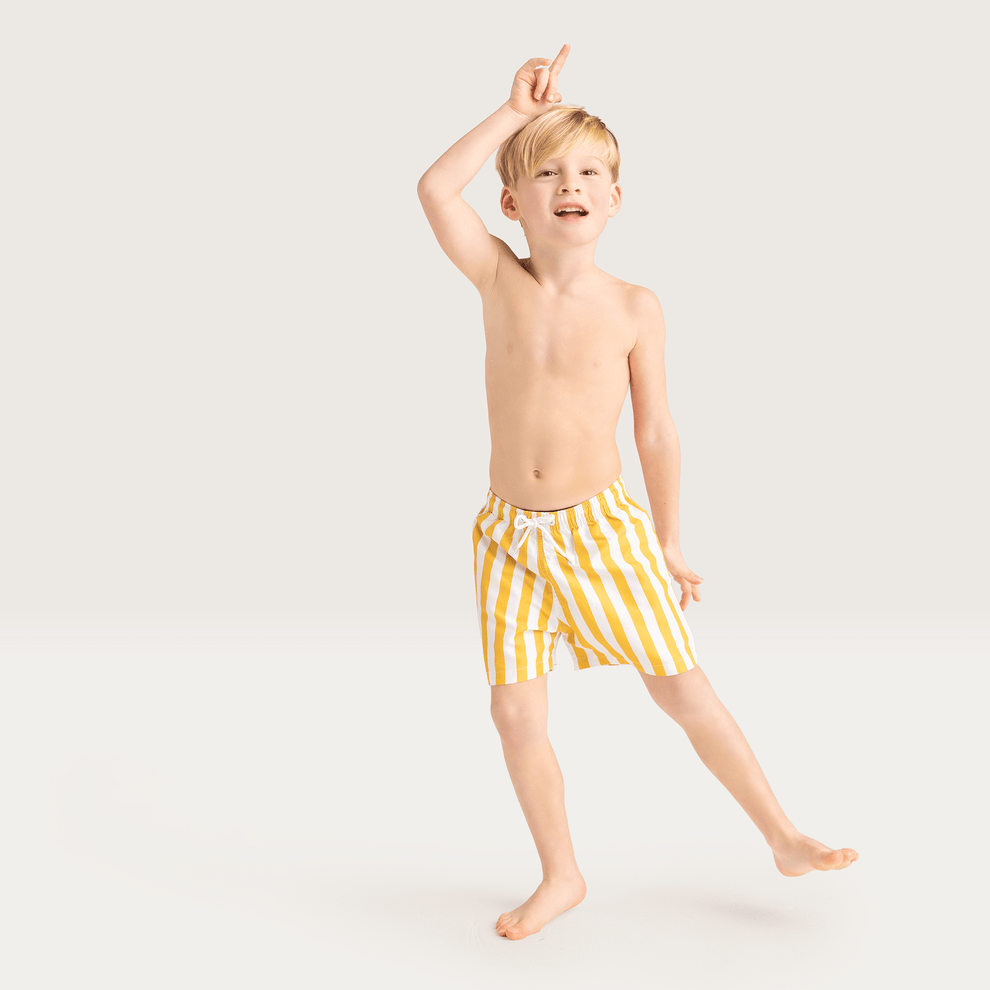 Swim Essentials Boys UV Swim Short, Yellow/White Stripes