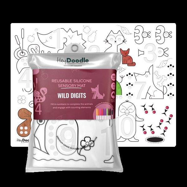 Hey Doodle Wild Digits Sensory Mat & Pen Set