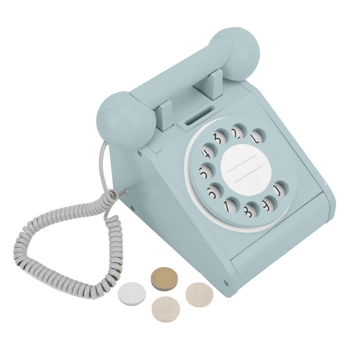 Imagine That Wooden Rotary Telephone, Aqua Green