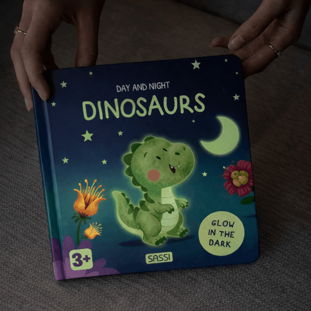 Sassi Board Book - Glow-In-The-Dark - Dinosaurs