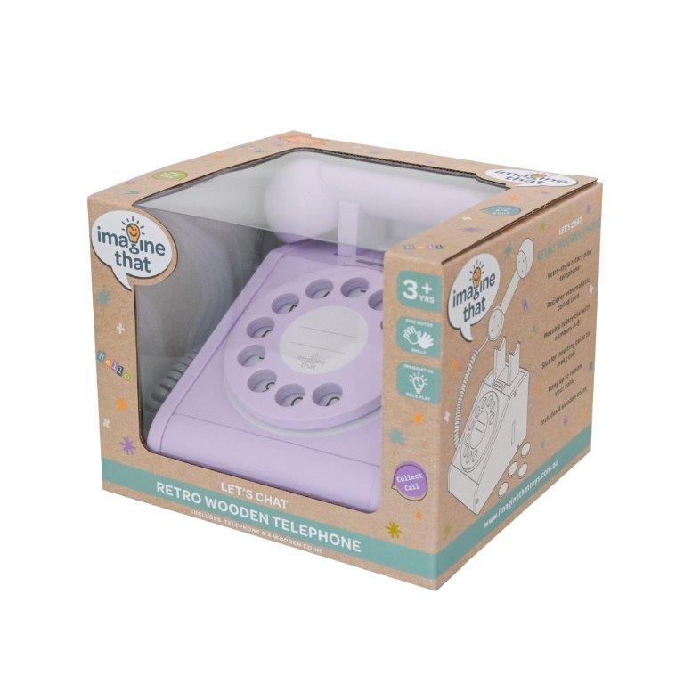 Imagine That Wooden Rotary Telephone, Lavender