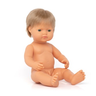 Miniland Dark Blond Caucasian Boy Doll, 38 cm