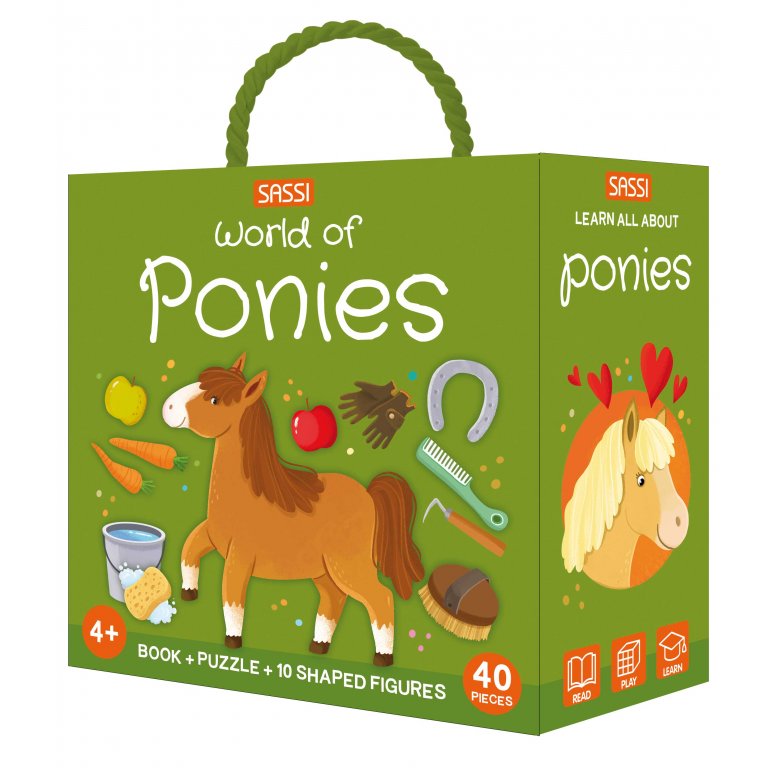 Sassi 3D Puzzle and Book Set - Ponies, 40 pcs
