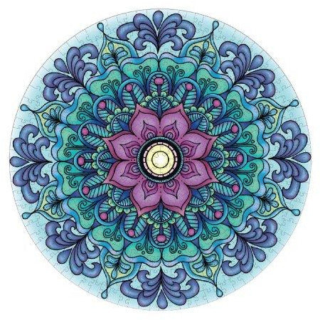 Mindfulness Mandala Round Puzzle - Breathe, 500 pcs BONUS Mandala Colouring Sheet