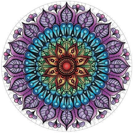 Mindfulness Mandala Round Puzzle - Balance, 500 pcs BONUS Mandala Colouring Sheet