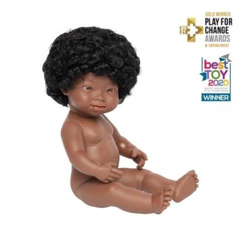 Miniland African Girl Doll with Down syndrome, 38 cm (UNDRESSED)
