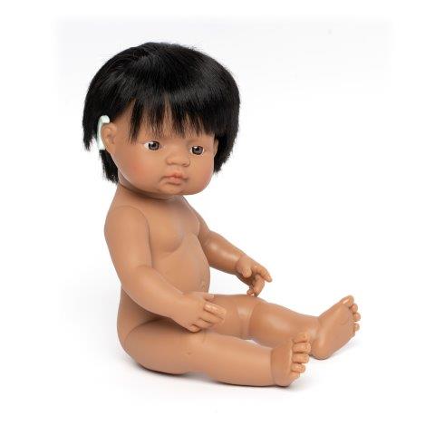 Miniland Latin American Boy Doll, 38 cm (UNDRESSED) with Hearing Implant