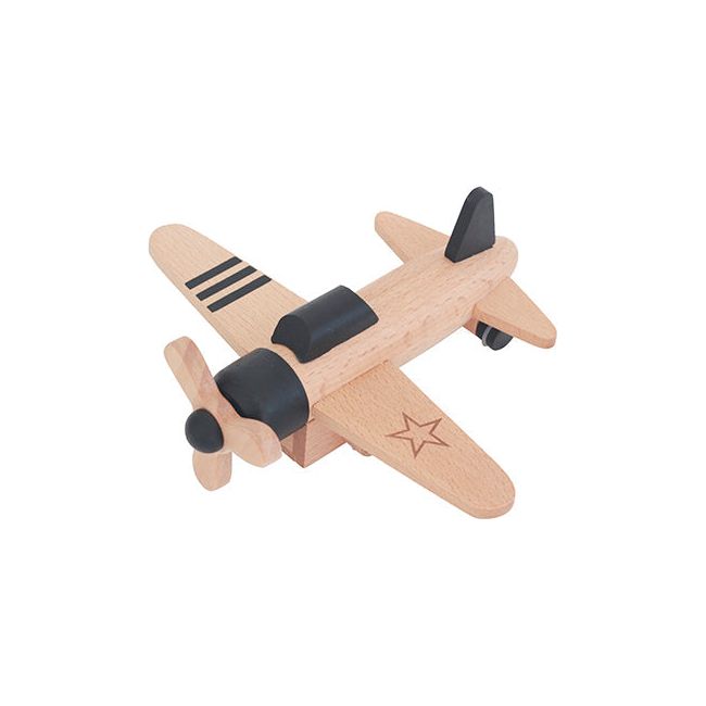 Kiko+ Kikoki Wooden Friction Propeller Plane, Black